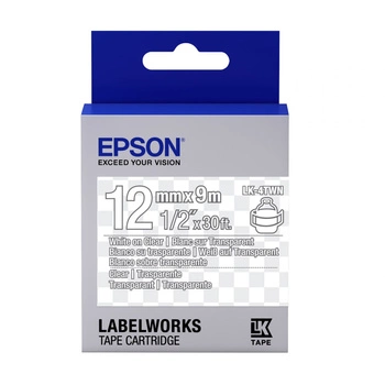 Oryginalna taśma Epson LK-4TWN 12mm x 9m przeźroczysta biały nadruk