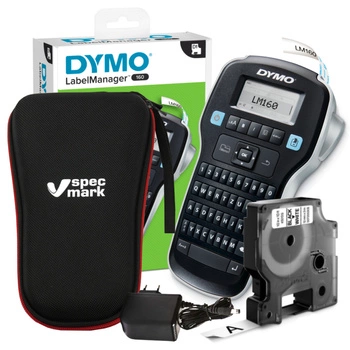 Drukarka etykiet DYMO LabelManager LM 160 + etui specmark + zasilacz 180 DPI szer. do 12 mm S0946320