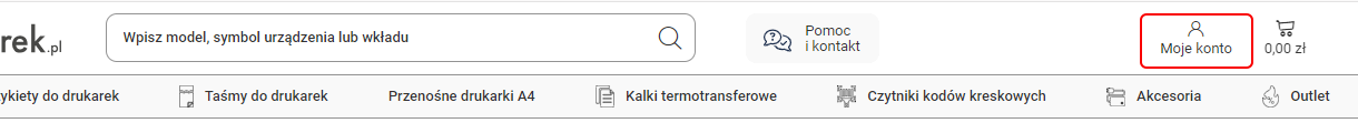 menu informacyjne - moje konto
