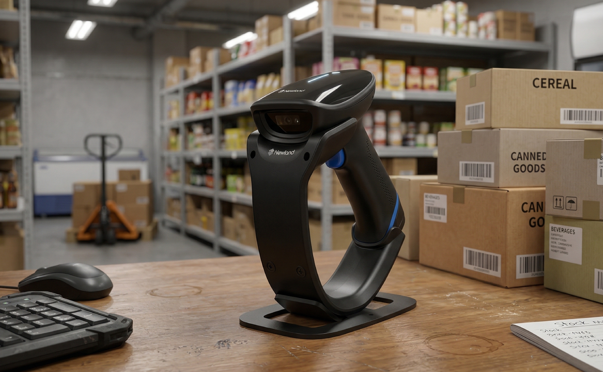 Czytnik Newland HR23 Dorada w sklepie spożywczym na zapleczu