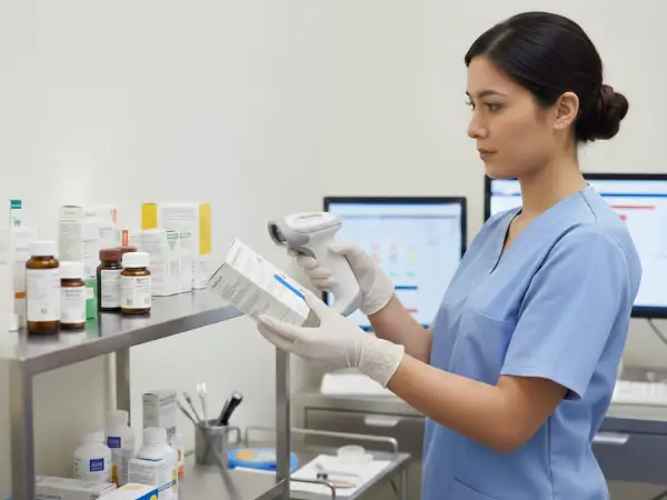 Czytnik Newland HR3280-HC skanujący etykietę z opakowania