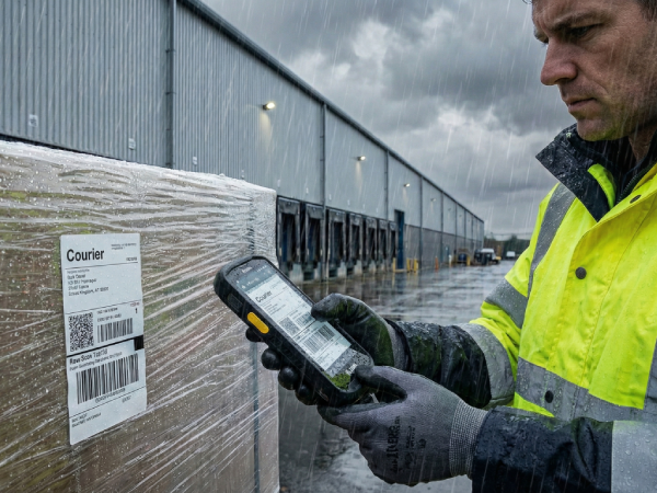 Terminal TC27 skanujący podczas deszczu