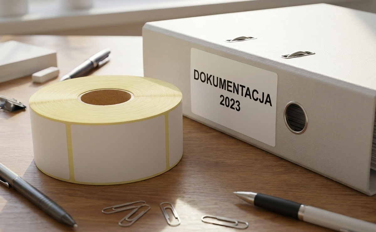 Rolka etykiet papierowych w biurze