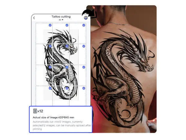 Podgląd z aplikacji ePrint funkcji “Image cutting”