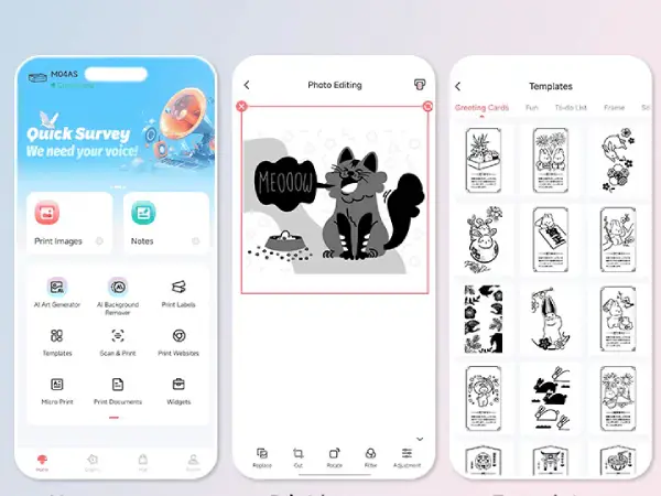 aplikacja Phomemo na smartfonie