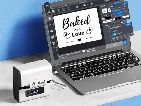 Drukarka Phomemo M221 podpięta do laptopa