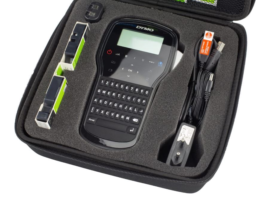 Drukarka DYMO LM 280 w walizce z taśmami, akumulatorem i kablem zasilającym