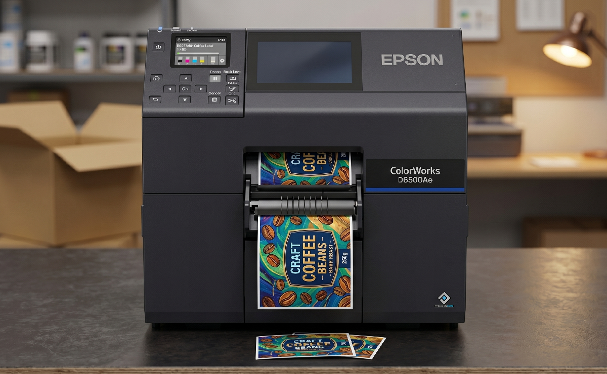 Wizualizacja  gilotynyn w drukarce Epson ColorWorks D6000Ae