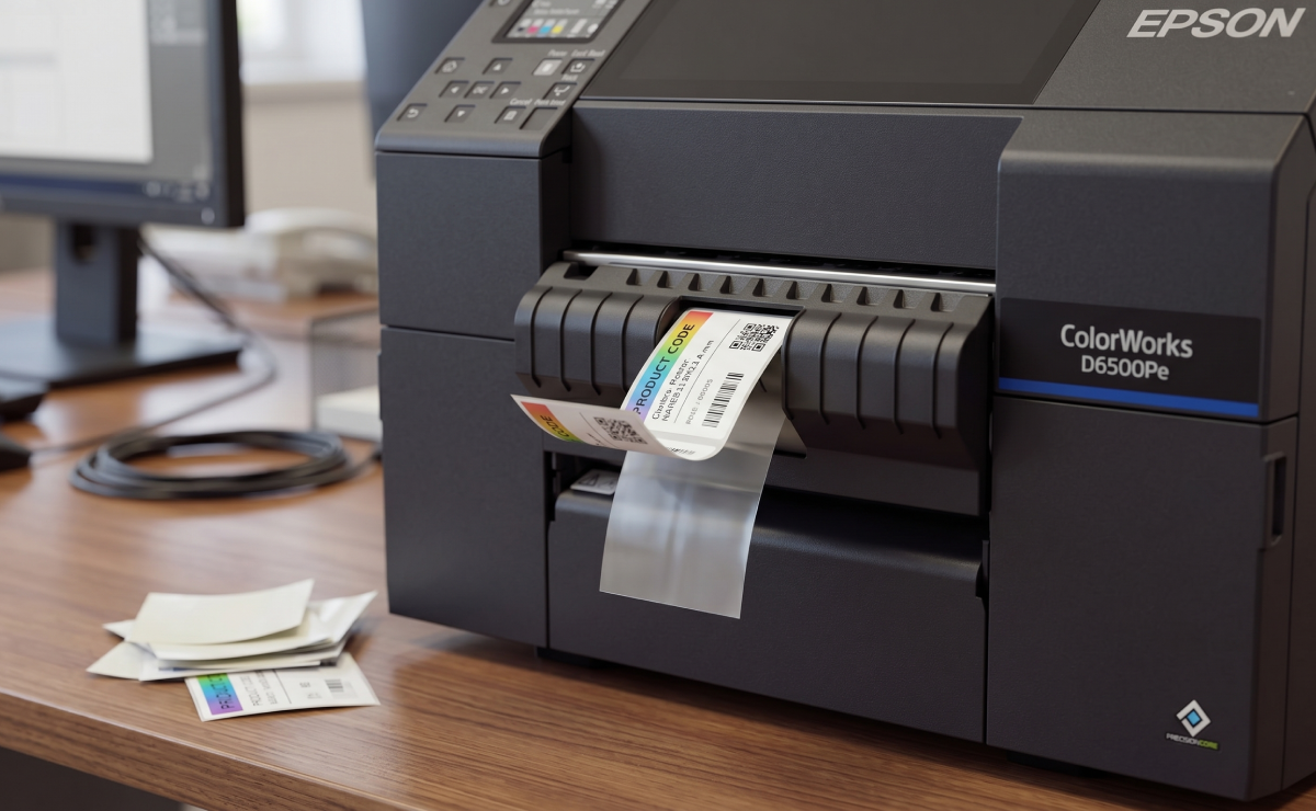 Wizualizacja  odklejaka w drukarce Epson ColorWorks D6500Pe