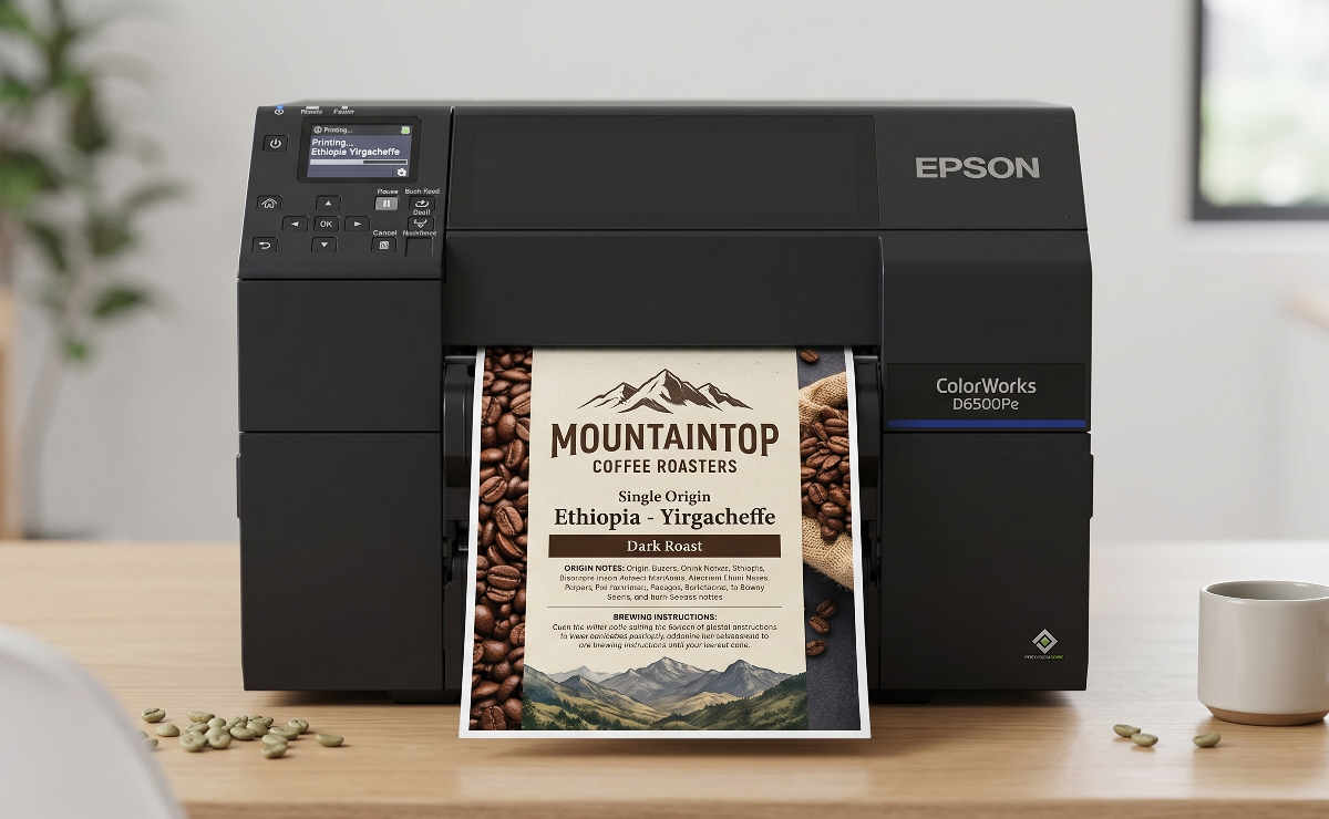 Etykieta A4 dla palarni kaw