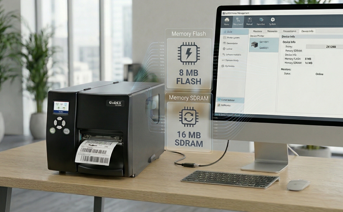 Wizualizacja pamięci w drukarce GoDEX EZ2250i