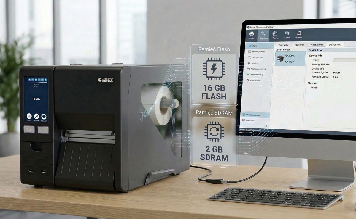 Wizualizacja pamięci w drukarce GoDEX GX4200i PRO