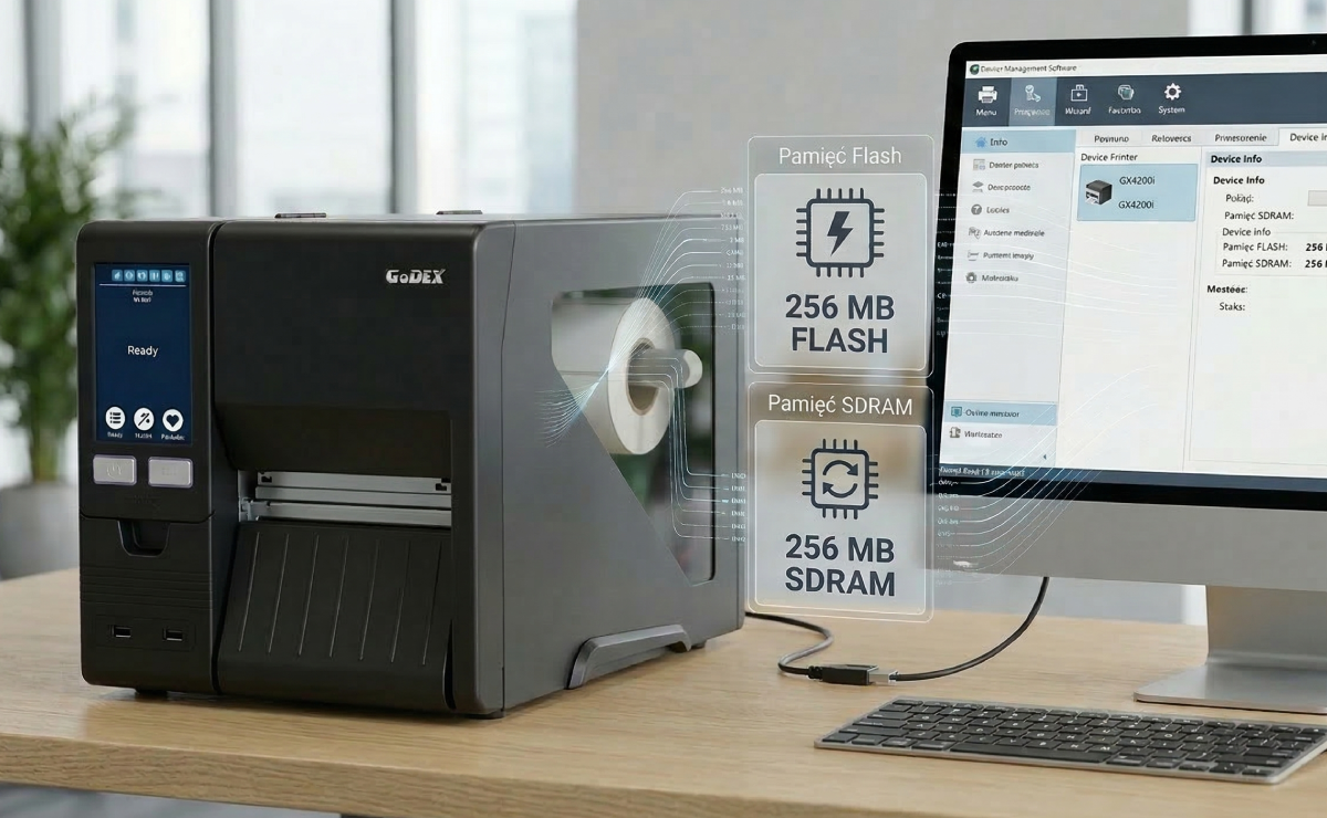 Wizualizacja pamięci w drukarce GoDEX GX4300i