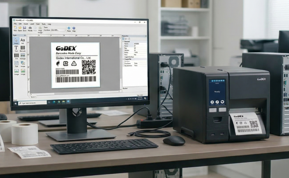 Podgląd projektowanie etykiety dla GoDEX GX4300i