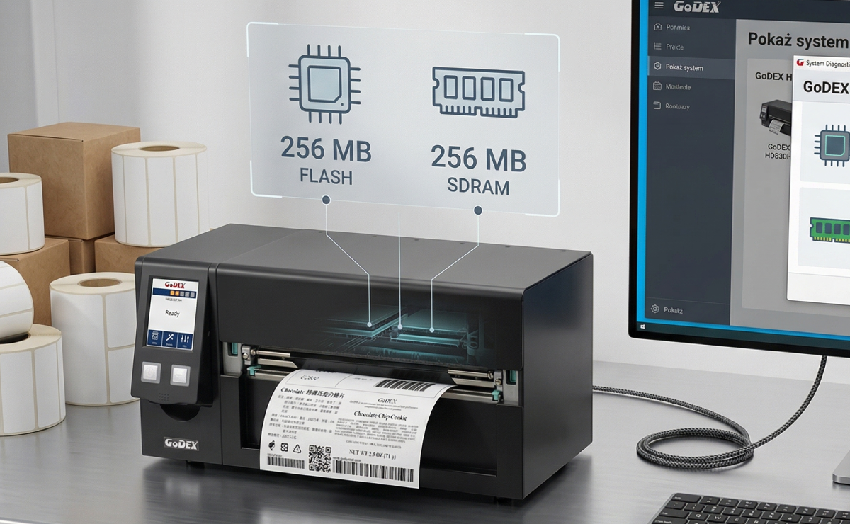 Wizualizacja pamięci w drukarce GoDEX HD830i+