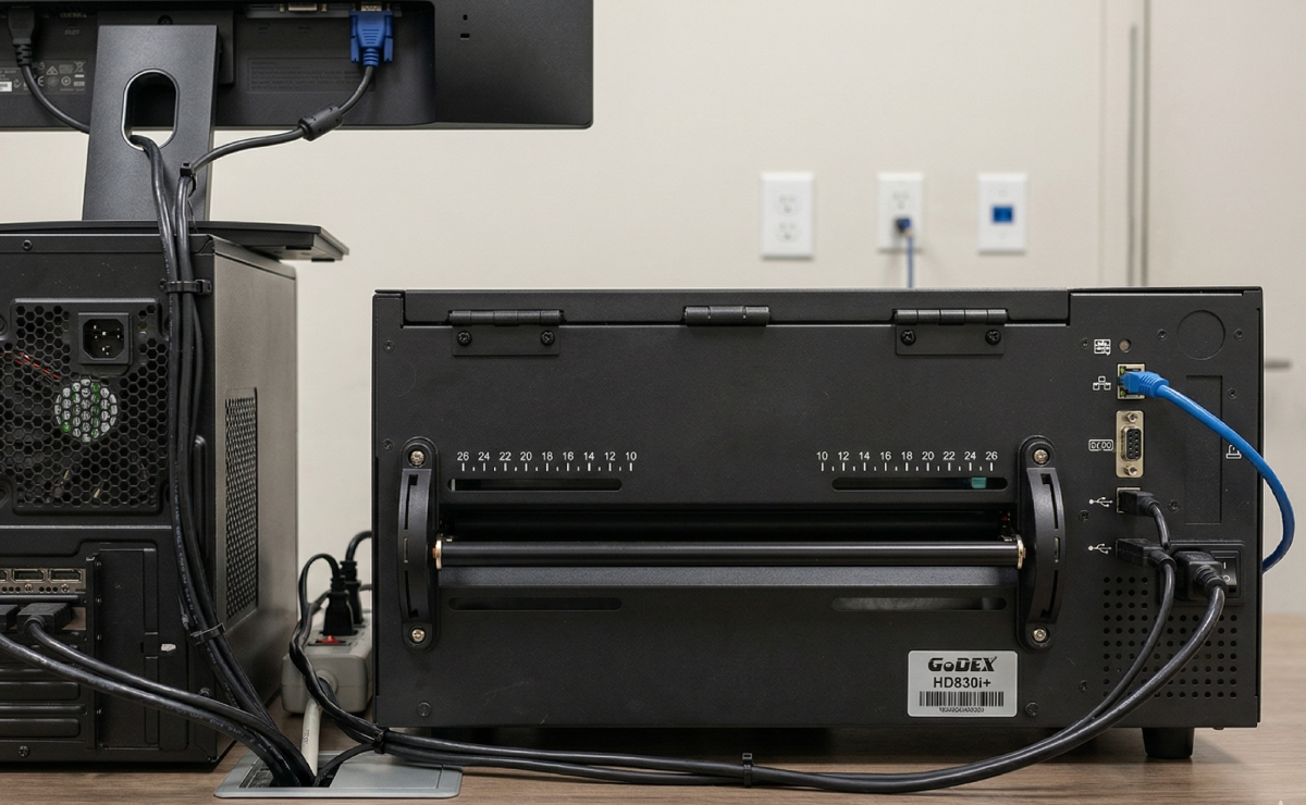Łączność drukarki GoDEX HD830i+