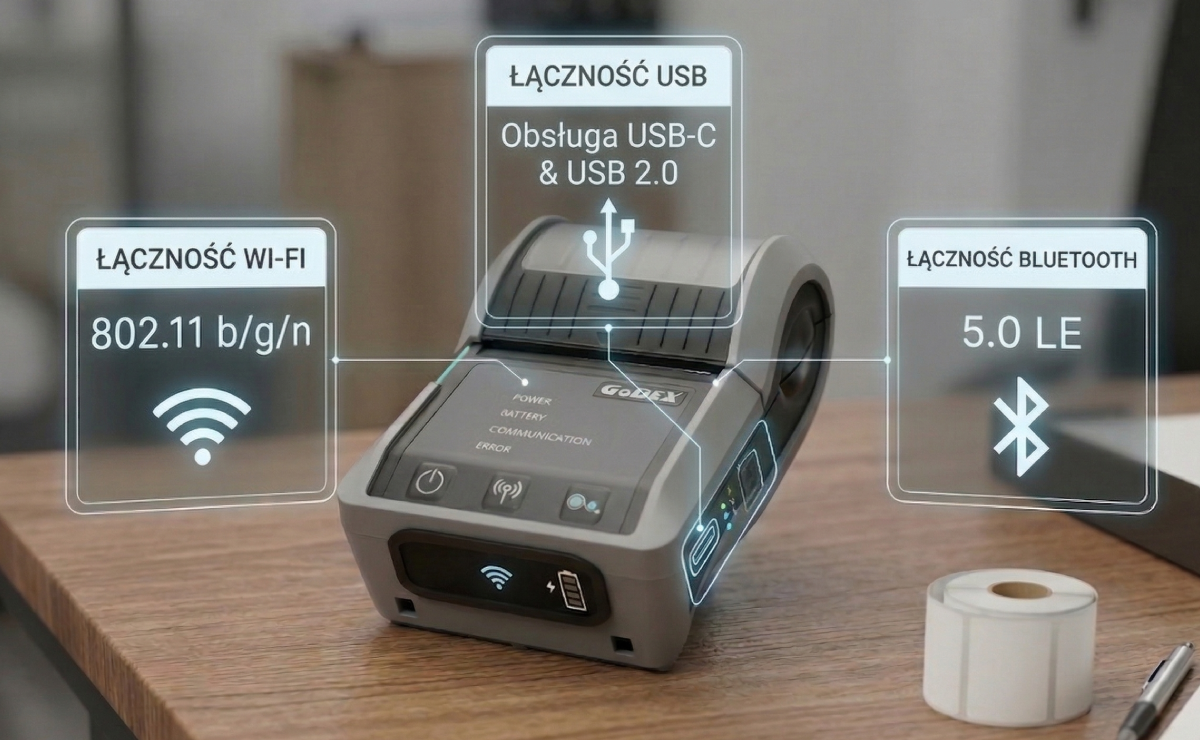 Łączność drukarki GoDEX mx30i+