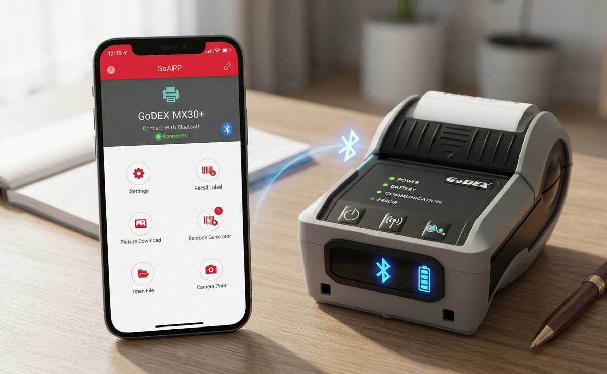 Podgląd projektowanie etykiety dla GoDEX MX30i+