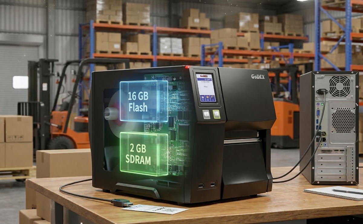 Wizualizacja pamięci w drukarce GoDEX ZX1200i PRO