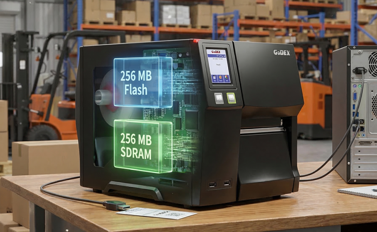 Wizualizacja pamięci w drukarce GoDEX ZX1200i+