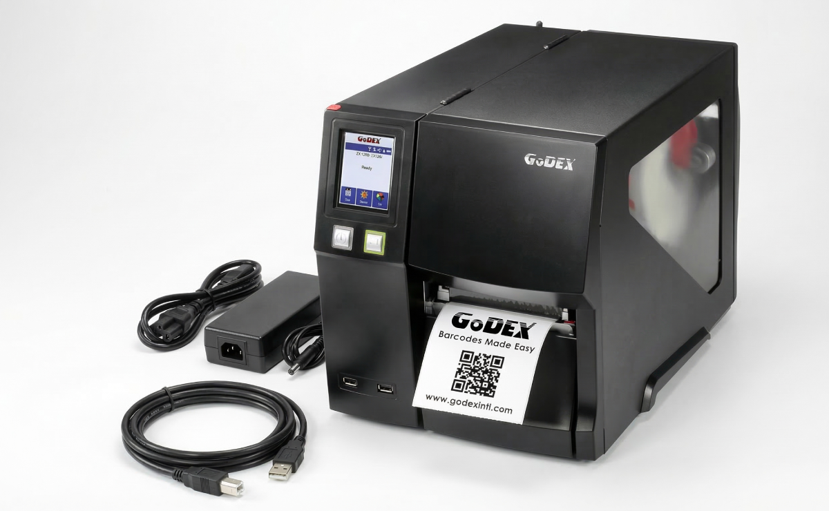 Drukarka GoDEX ZX1200i+ w zestawie