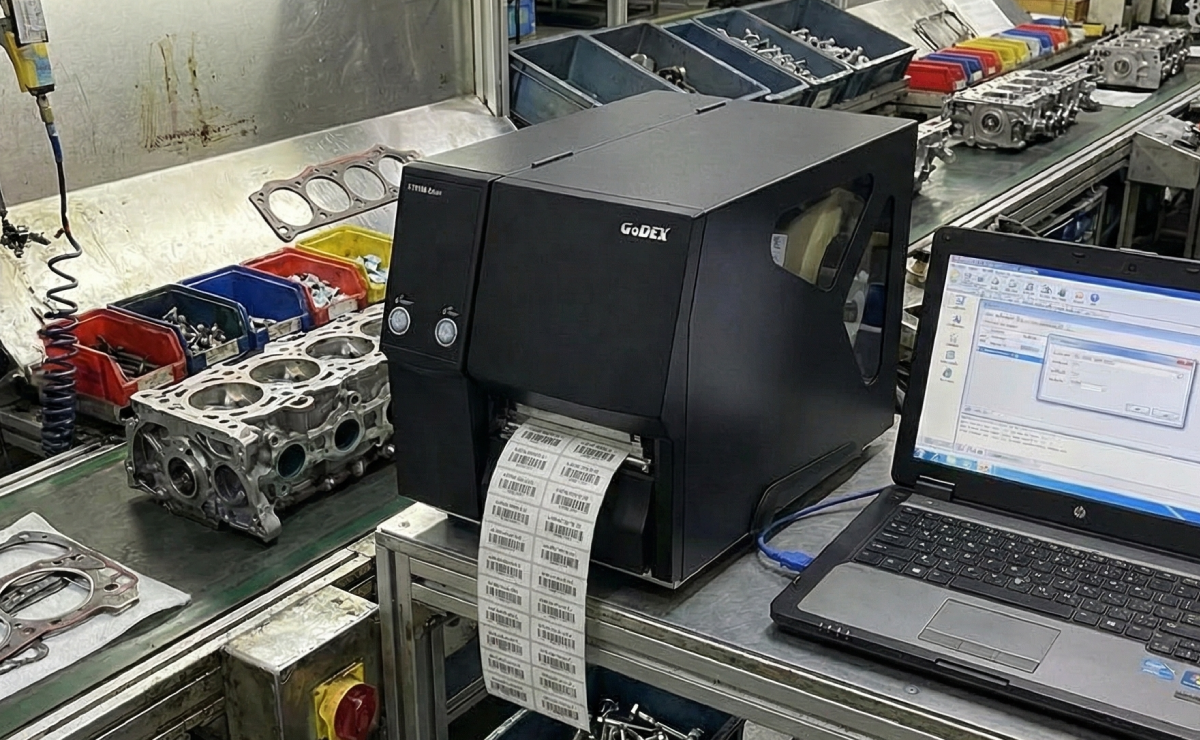 Drukarka GoDEX ZX420 na linii produkcyjnej