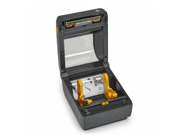 Zbliżenie na wnętrzne drukarki Zebra