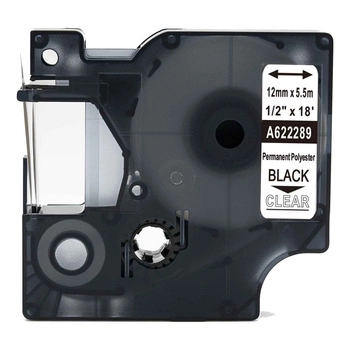 Taśma poliestrowa Specmark Rhino 622289 12 mm x 5,5 m / przezroczysta / czarny nadruk / do drukarek DYMO D1