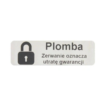 Etykieta plomba void Specmark 15 x 5 mm 250 szt. / srebrna lustrzana / czarny nadruk / gilza fi40