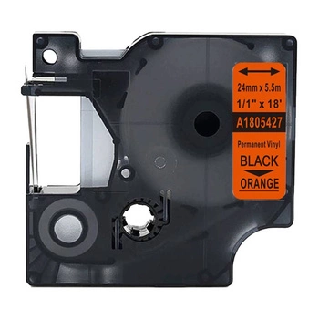 Taśma winylowa Specmark Rhino 1805427 24 mm x 5,5 m / pomarańczowa / czarny nadruk / do drukarek DYMO D1