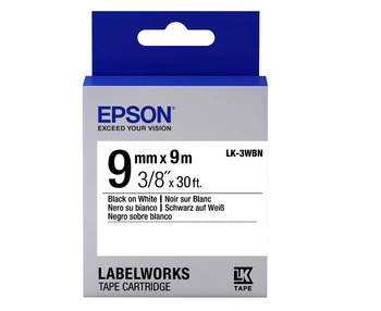 Oryginalna taśma Epson LK-3WBN 9mm x 9m biała czarny nadruk