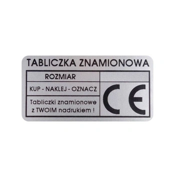 Tabliczka znamionowa srebrna poliestrowa 55 x 35 mm 250 szt.