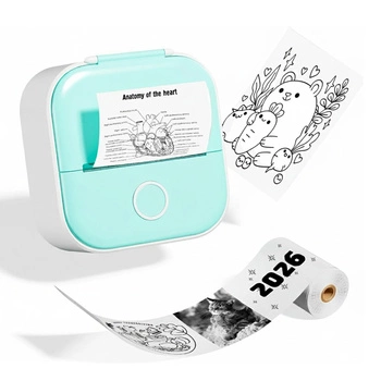 Mini drukarka etykiet Phomemo T02 jasnozielona 203 dpi / do 50 mm / Smartfon / BT