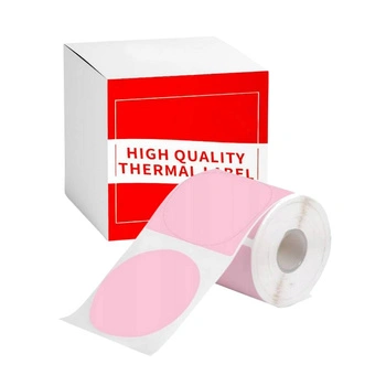 Etykiety Phomemo WY5050-140PK fi 50 mm 140 szt. / okrągłe / różowe / czarny nadruk / do drukarek serii M