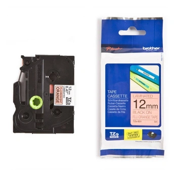 Taśma Brother TZe-B31 12 mm x 5 m / fluorescencyjna / pomarańczowa / czarny nadruk / do drukarek Brother P-touch
