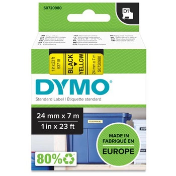 Taśma DYMO D1-53718 24 mm x 7 m / żółta / czarny nadruk / do drukarek DYMO D1