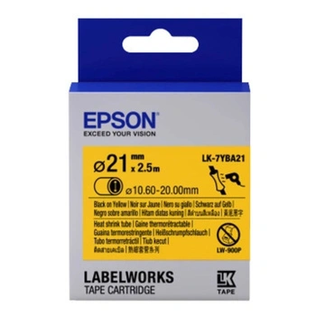 Rurka termokurczliwa Epson HTS LK-7YBA21 36mm x 2,5m ⌀21mm żółta / czarny nadruk / do drukarki LabelWorks