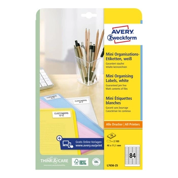 Minietykiety białe Avery Zweckform A4 25ark./op. 46 x 11,1 mm
