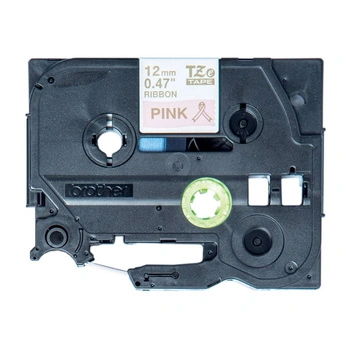 Taśma Brother TZe-RE34 12 mm x 4 m / różowa / złoty nadruk / do drukarek Brother P-touch