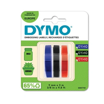 Taśma DYMO S0847750 9 mm x 3 m / MIX kolorów / do wytłaczarki DYMO Omega / zestaw 3 szt.
