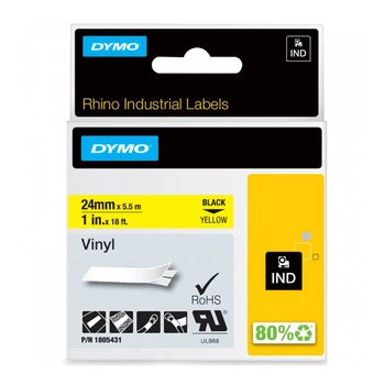 Taśma winylowa DYMO Rhino 1805431 24 mm x 5,5 m / żółta / czarny nadruk / do drukarek DYMO D1