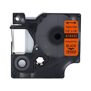 Taśma winylowa Specmark Rhino 18435 12 mm x 5,5 m / pomarańczowa / czarny nadruk / do drukarek DYMO D1