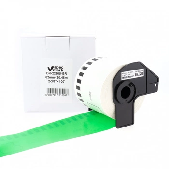 Taśma Specmark DK-22205 62 mm x 30,48 m / zielona / czarny nadruk / do drukarek Brother QL