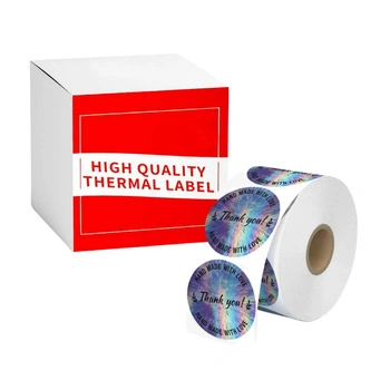 Etykiety Phomemo WY5050-120LA fi 50 mm 120 szt. / okrągłe / laserowa gwiazda / czarny nadruk / do drukarek serii M