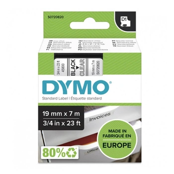 Taśma DYMO D1-45800 19 mm x 7 m / przezroczysta / czarny nadruk / do drukarek DYMO D1