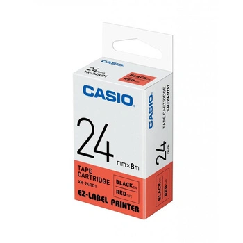 Taśma CASIO XR 24RD1 24 mm x 8 m / czerwona / czarny nadruk / do drukarek Casio