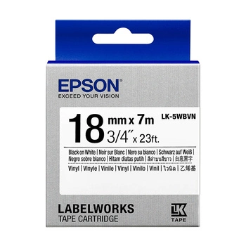 Oryginalna taśma Epson LK-5WBVN winylowa 18mm x 7m biała czarny nadruk