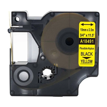 Taśma nylonowa Specmark Rhino 18491 19 mm x 3,5 m / żółty /czarny nadruk / do drukarek DYMO D1