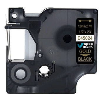 Taśma Specmark D1-45024 12 mm x 7 m / czarna / złoty nadruk / do drukarek DYMO D1