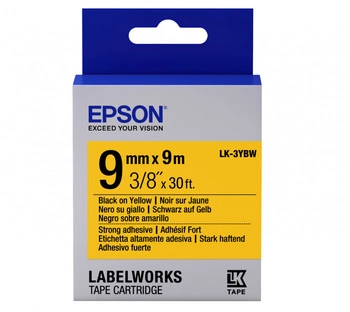 Oryginalna taśma Epson LK-3YBW mocny klej 9mm x 9m żółta czarny nadruk